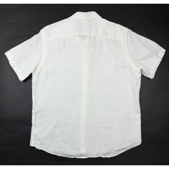 UNTUCKit Linen Shirt Men's Large Solid White Casual Summer Short Sleeve Calvano - Picture 4 of 13
